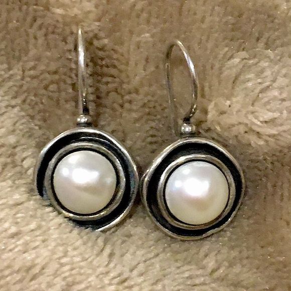 DIDAE SILPADA Freshwater Pearl Sterling Silver Drop Earrings - Picture 4 of 5